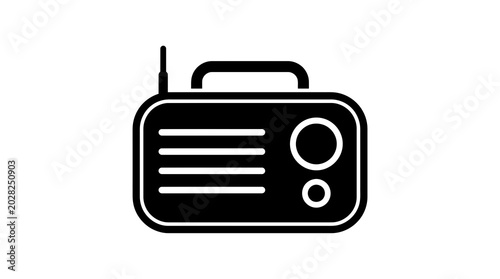 Vintage portable radio iconography classic am fm broadcast receiver silhouette for design projects