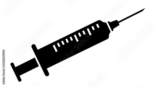 Medical syringe silhouette for healthcare and medical illustrations