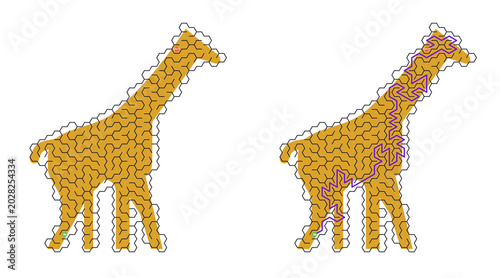 Photos Two stylized giraffes stand side by side