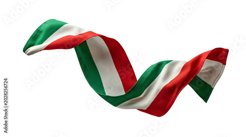 Waving hungarian flag ribbon on transparent background, symbolizing national pride and identity