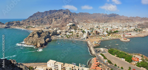View of Aden -  a port city, located by the eastern approach to the Red Sea, Yemen