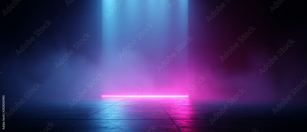 Obraz premium Futuristic neon light with fog effect