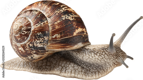 Tableau sur toile Slow-moving Snail Isolated on Transparent Background - Cut Out Image
