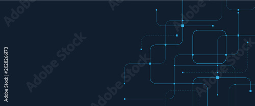 Tableau sur toile Abstract futuristic technology with crossed lines and dots geometric vector back