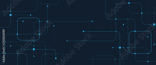 Konstfotografi Abstract futuristic technology with crossed lines and dots geometric vector back
