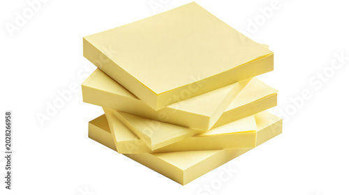 Photos Bright Yellow Stack of Sticky Notes on Transparent Background for Professional N