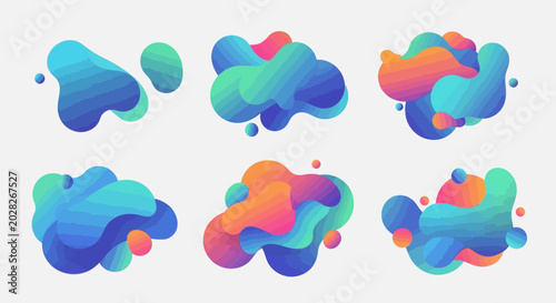 Abstract Fluid Shapes Gradient Blob Organic Forms.