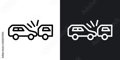 Bild auf Leinwand Rear end collision outlined icon vector collection.