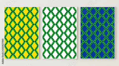 Pattern posters in frames displayed on white wall