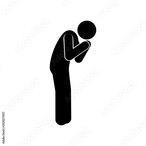 Tableau sur toile Stickman Apologizing Gesture Feeling Sorry Regret Emotion Silhouette Vector Illustration