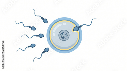 Tableau sur toile Medical illustration of sperm and egg fertilization isolated on white background