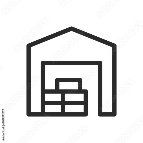 Lumber Warehouse line icon, Lumber Yard vector symbol with editable stroke
