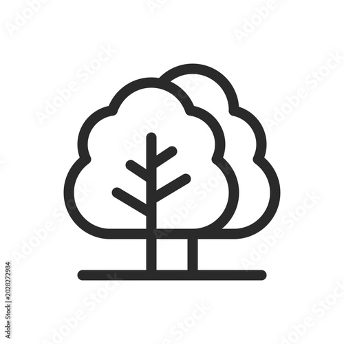 Deciduous Forest line icon, Trees vector symbol with editable stroke