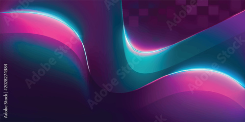 Photography Abstract swirling neon light forms in purple and teal with abstract background l