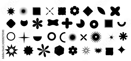 Bild auf Leinwand Diverse Black Shapes On White Background For Minimalistic Art And Design Concept