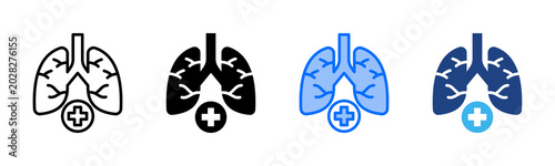 Pulmonology icon set multiple style collection