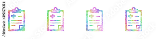 Rainbow color sketch clinical report icon design set