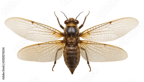 Fotografía Brown insect with large wings and segmented body