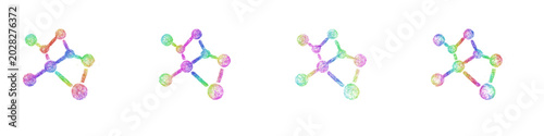 Rainbow color sketch molecular biology icon design set