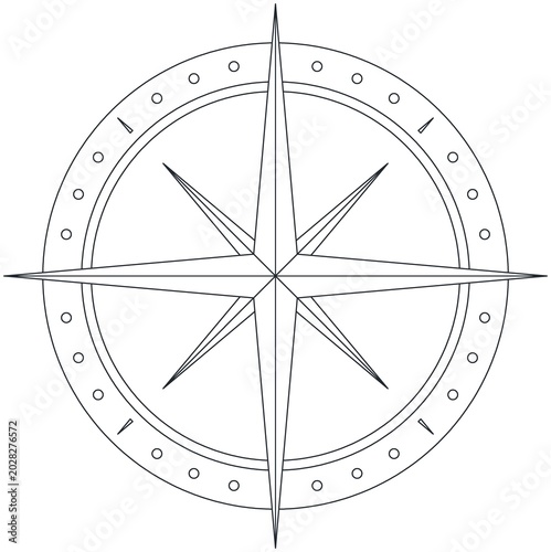 Fotografia Minimal Compass Rose Line Art Vector Navigation Circle Icon Design Set