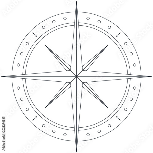 Minimal Compass Rose Line Art Vector Navigation Circle Icon Design Set