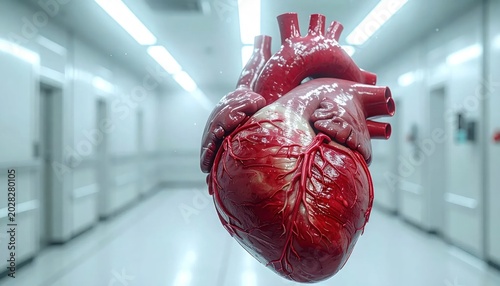 Anatomical heart model in hospital.
