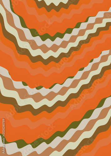 A vibrant, wavy abstract composition with flowing curves and a retro color palette. The design combines modern and nostalgic elements to create a dreamy and tranquil look, ideal for wallpaper, banners