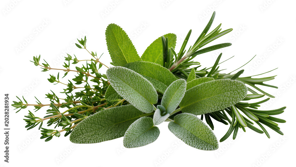 Φωτογραφία Sage Rosemary, and Thyme herb sprigs arrangement