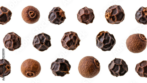 Fotografi Whole black peppercorns spice seeds