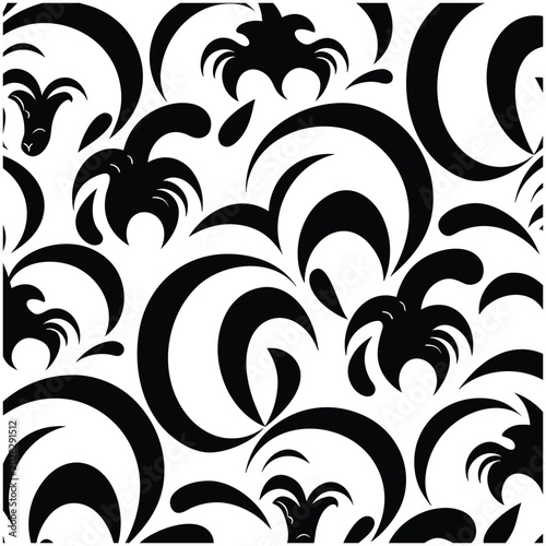 Year of the Goat Seamless Pattern Monochrome Zodiac Background