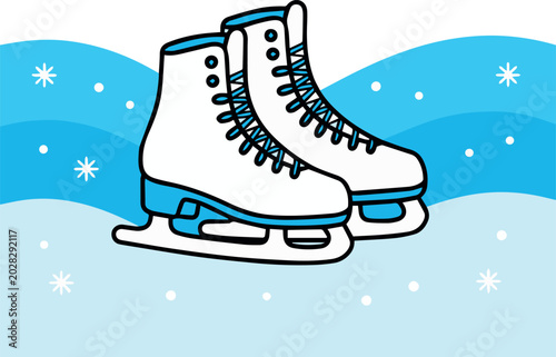 Obraz na plátne Figure skating boots and blades on snowflake backdrop