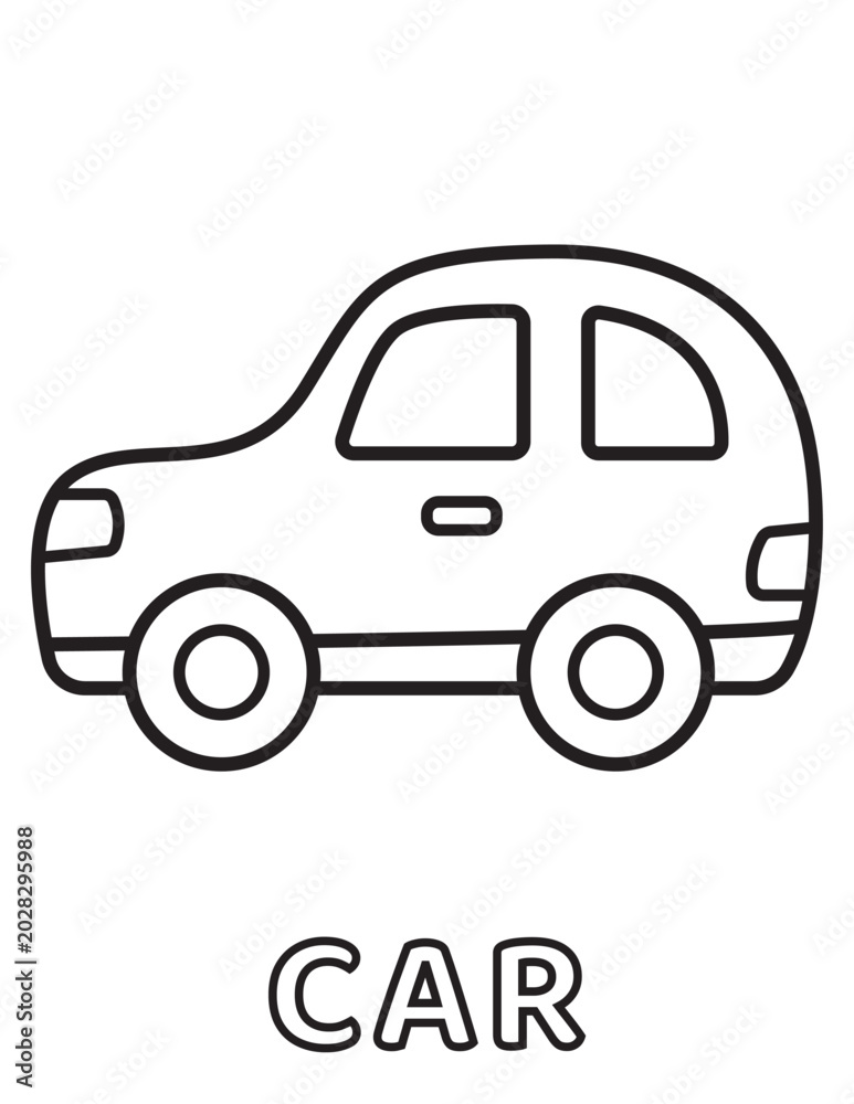 Naklejka premium Cute car outline coloring page for toddler transport activity book