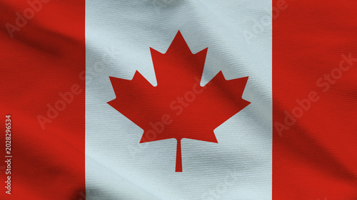 Foto High-quality top-down view of the Canadian flag on wavy cloth