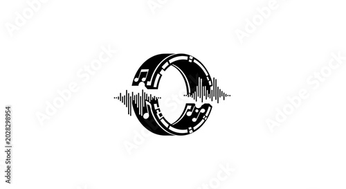 Abstract Music Waveform Logo Design, Sound Wave Circle Symbol