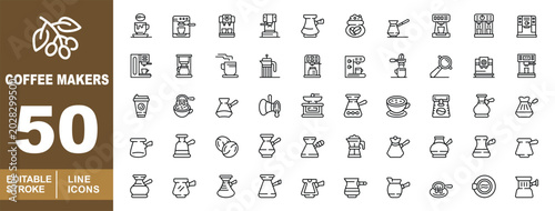 Quadro em tela Coffee Makers Line Icon Set