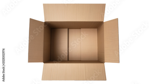 Foto Open cardboard box with internal dividers
