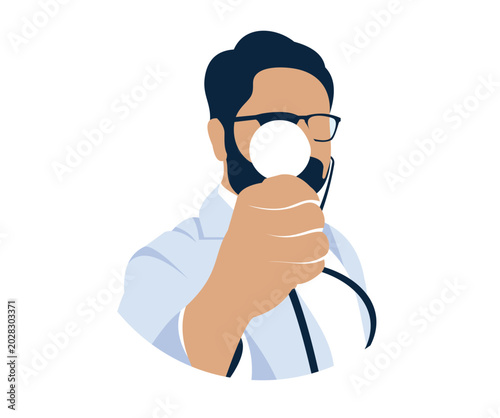 Doctor Holding Stethoscope to Camera