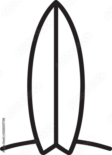 Canvas Print A minimalist line art icon of a surfboard standing upright on sand, representing the essence of surfing and beach culture