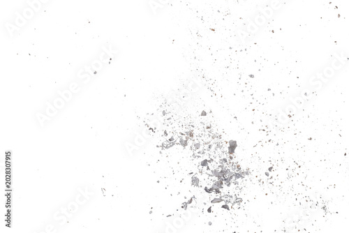 Foto dark gray round ash particles isolated on a white background