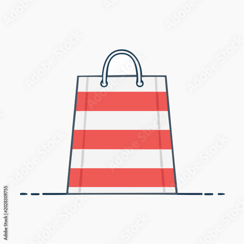 Striped Shopping Bag Icon