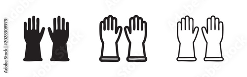 Photos Protective Rubber Gloves Icons for Cleaning