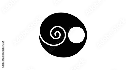 Foto Spiral symbol incorporates a solid circle within a circular frame to represent a modern abstract concept