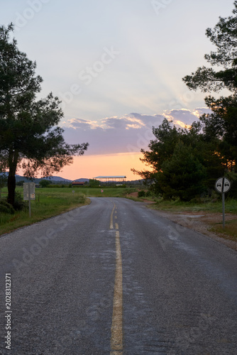 road in the sunset