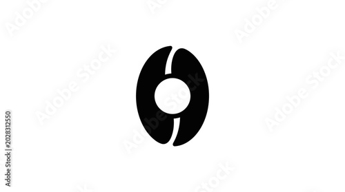 Foto Coffee bean design incorporates a central circular negative space within a stylized oval botanical shape