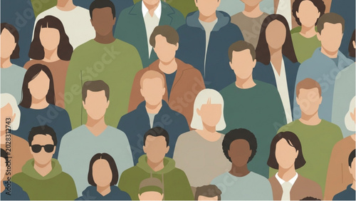 Konstfotografi Diverse group of people gathered together in a crowd scene illustration