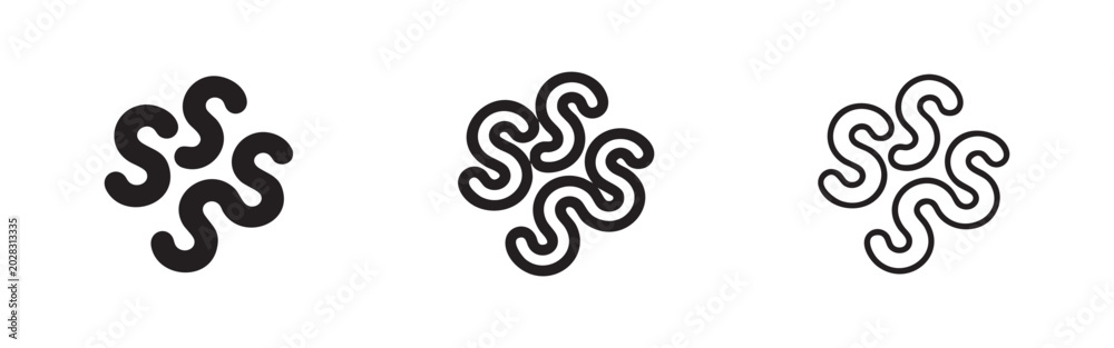 Obraz premium Wavy Lines or Microbes Icon Set for Science and Nature