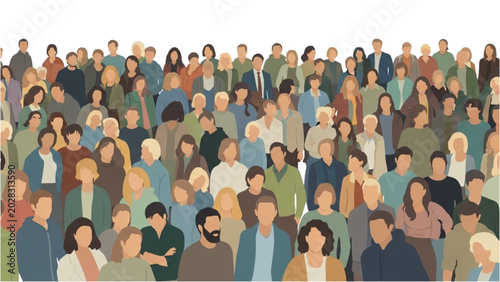 Bild auf Leinwand A diverse crowd of people gather together in a public event with many different
