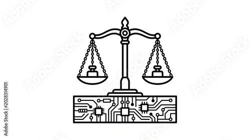 balance, justice, law, technology, circuit board, scales