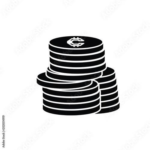 Stack of Bitcoin Cryptocurrency Coins.