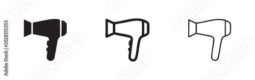Fotografie Hair dryer icons in solid, bold, and thin outline styles for beauty, hair care, and salon themes